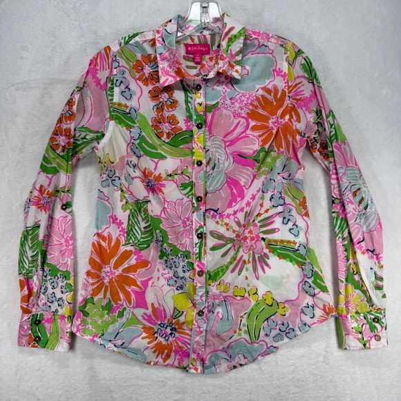 Lilly Pulitzer Target Nosey Posey‎ Floral Button Down Long Sleeve Shirt Small - Picture 1 of 11